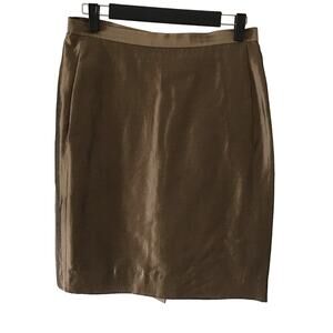Emanuel Emanuel Ungaro Vintage Brown Linen Blend Pencil Skirt 12/46